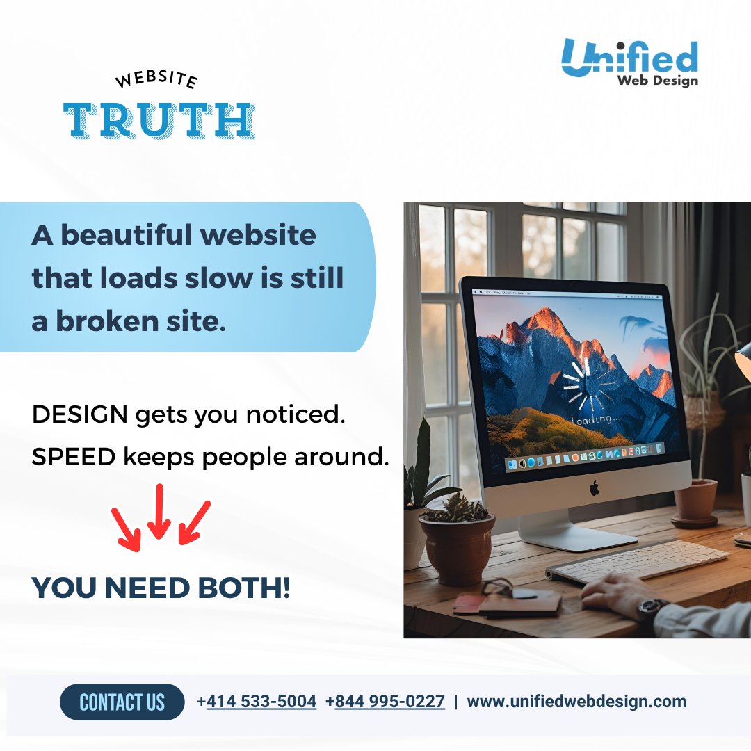 UnifiedWD's tweet image. Website looks great… but loads slow?

That’s not a win—it’s a bounce.

Design grabs attention. Speed keeps it.

We build websites that are both stunning and fast.

Let’s talk 👉 unifiedwebdesign.com

#CustomWebDesign #WebsiteStrategy #WebDesignMatters