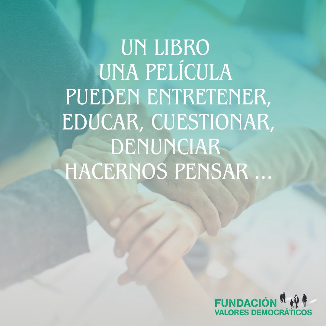 En la FVD creemos que el arte, la literatura, el cine pueden ser reflejo y transformación de la sociedad. Apoyamos la lectura y el cine como forma de promover los valores democráticos 
<a href="/FundlaCaixa/">Fundación ”la Caixa”</a> <a href="/FVDemocraticos/">Fundación Valores Democráticos</a> <a href="/CanalLector/">Canal Lector</a> #CineDerechosHumanos.