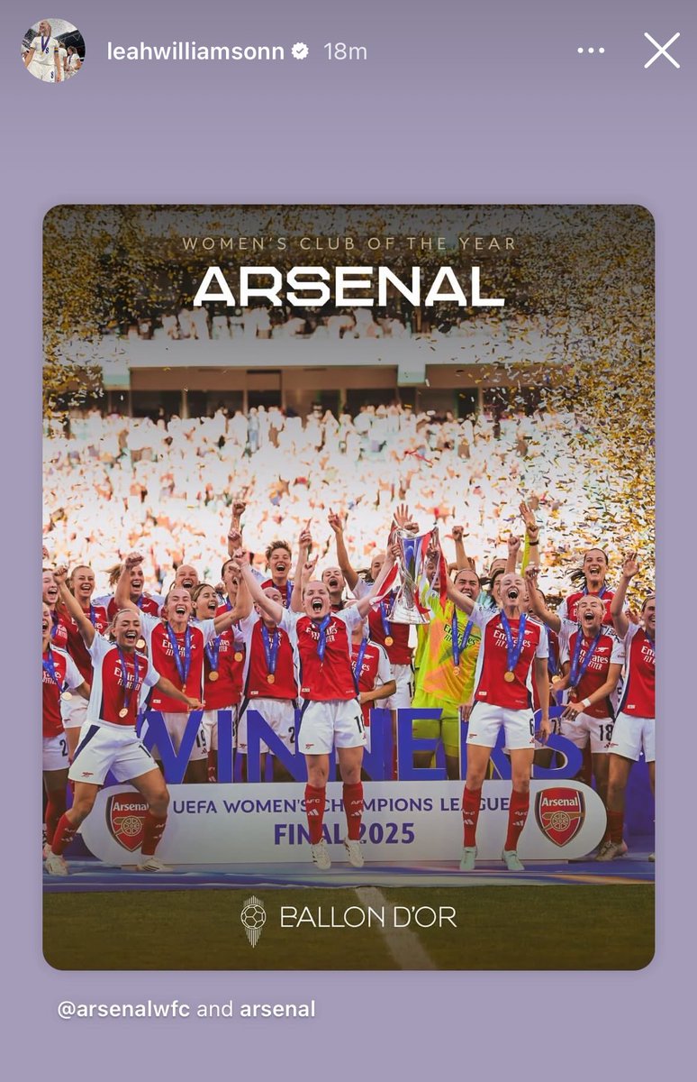 she’s so incredibly arsenal she’s not even acknowledging her own nomination just the team 😭😭