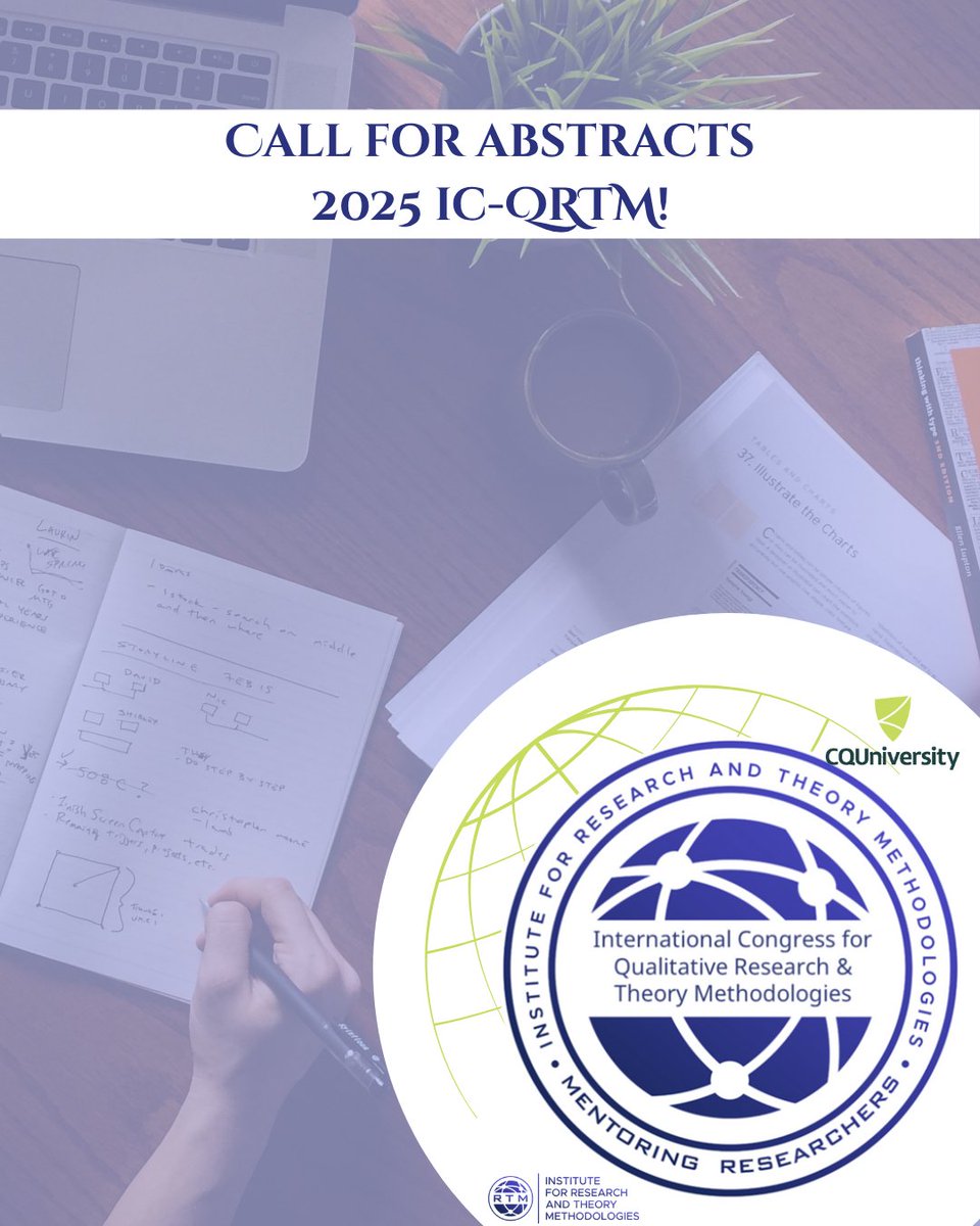 📢 Call for Abstracts — 2025 ic-QRTM
Presented by the Institute for Research and Theory Methodologies (RTM) in partnership with CQUniversity Australia

📝 Submit your abstract here:
👉 mentoringresearchers.org/s/pages/ic-qrt…

#icQRTM2025 
#QualitativeResearch 
#CallForAbstracts