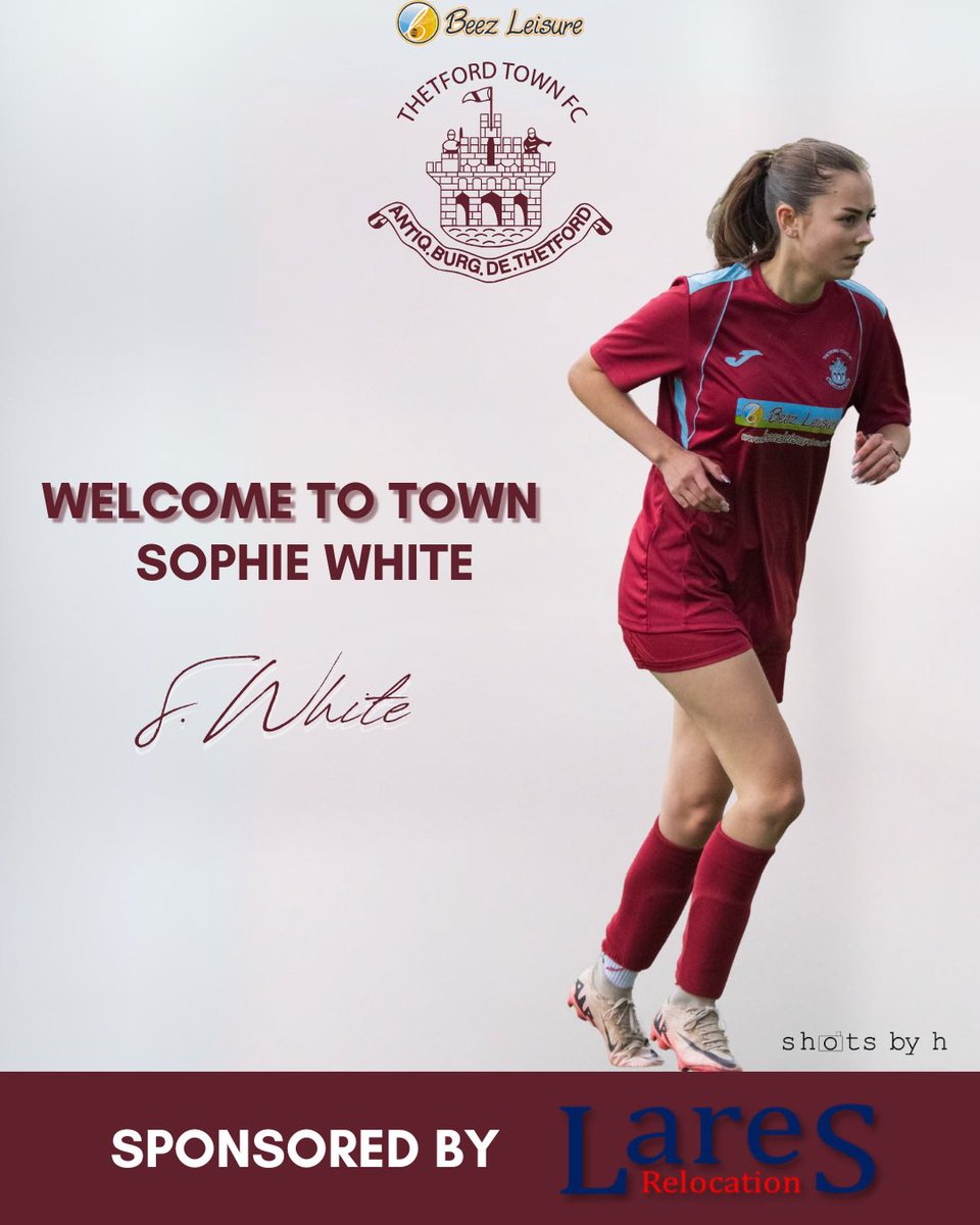 📢 𝑵𝒆𝒘 𝑺𝒊𝒈𝒏𝒊𝒏𝒈 📢

Welcome Sophie White to Town!

Stepping up to adult football, Sophie brings energy, work rate &amp; already has a pre-season goal to her name. Settling in fast &amp; showing real promise!

Sponsored by Lares Relocation.

📸Shots by H