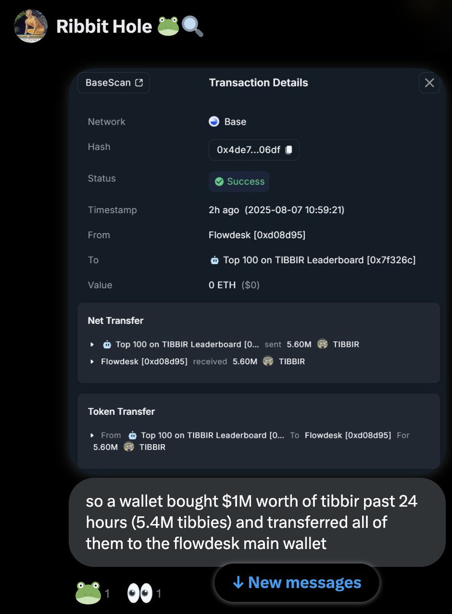 Altcoinist_com's tweet image. &quot;so a wallet bought $1M worth of $TIBBIR past 24 hours (5.4M tibbies) and transferred all of them to the flowdesk main wallet&quot;

@coinbase @binance 👀