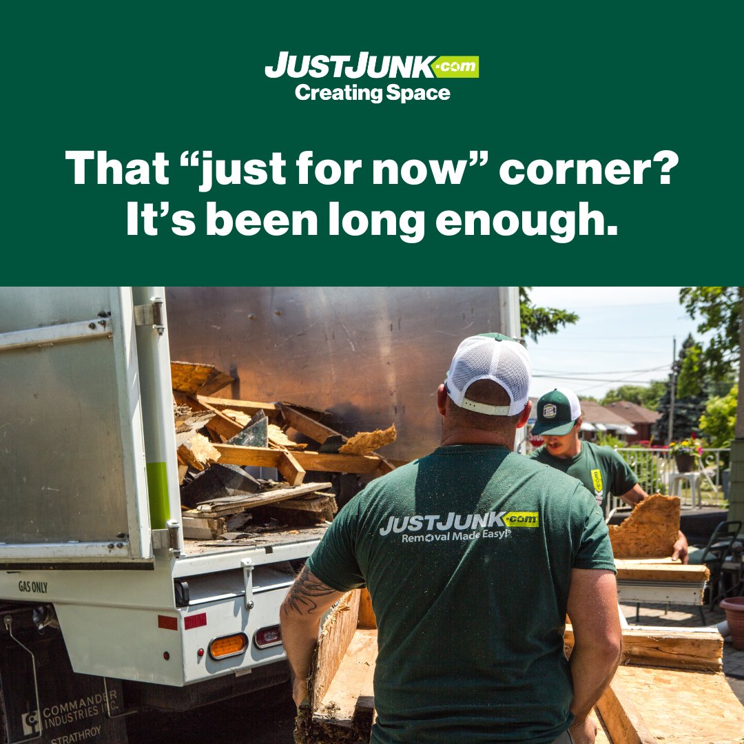 That 'just for now' corner is ready for a refresh! Don’t let clutter linger—our team at JUSTJUNK is here to help you reclaim your space. Ready to make a change? Book JUISTJUNK online: 1l.ink/CKDJJ23 #JUSTJUNK #CreatingSpace #DeclutterYourHome