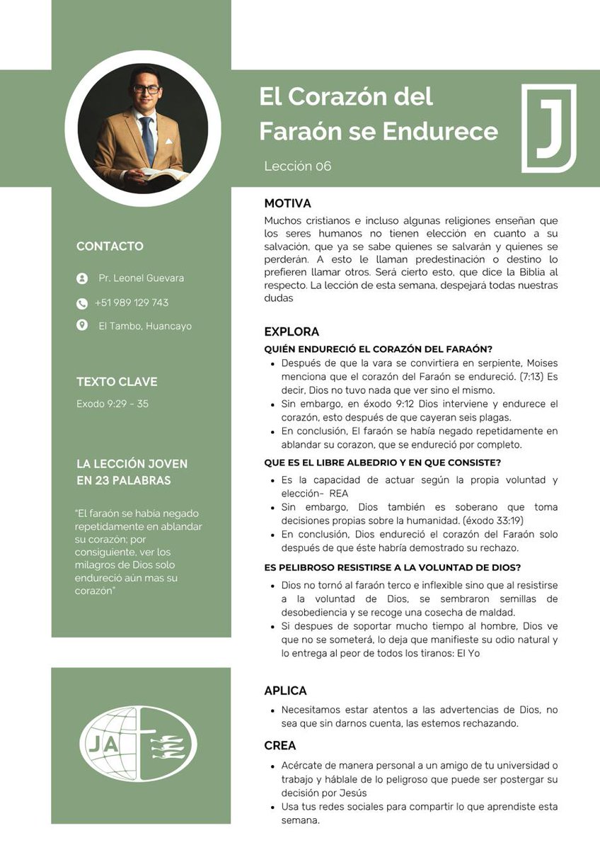 Bosquejo de la lección joven de esta semana 📚