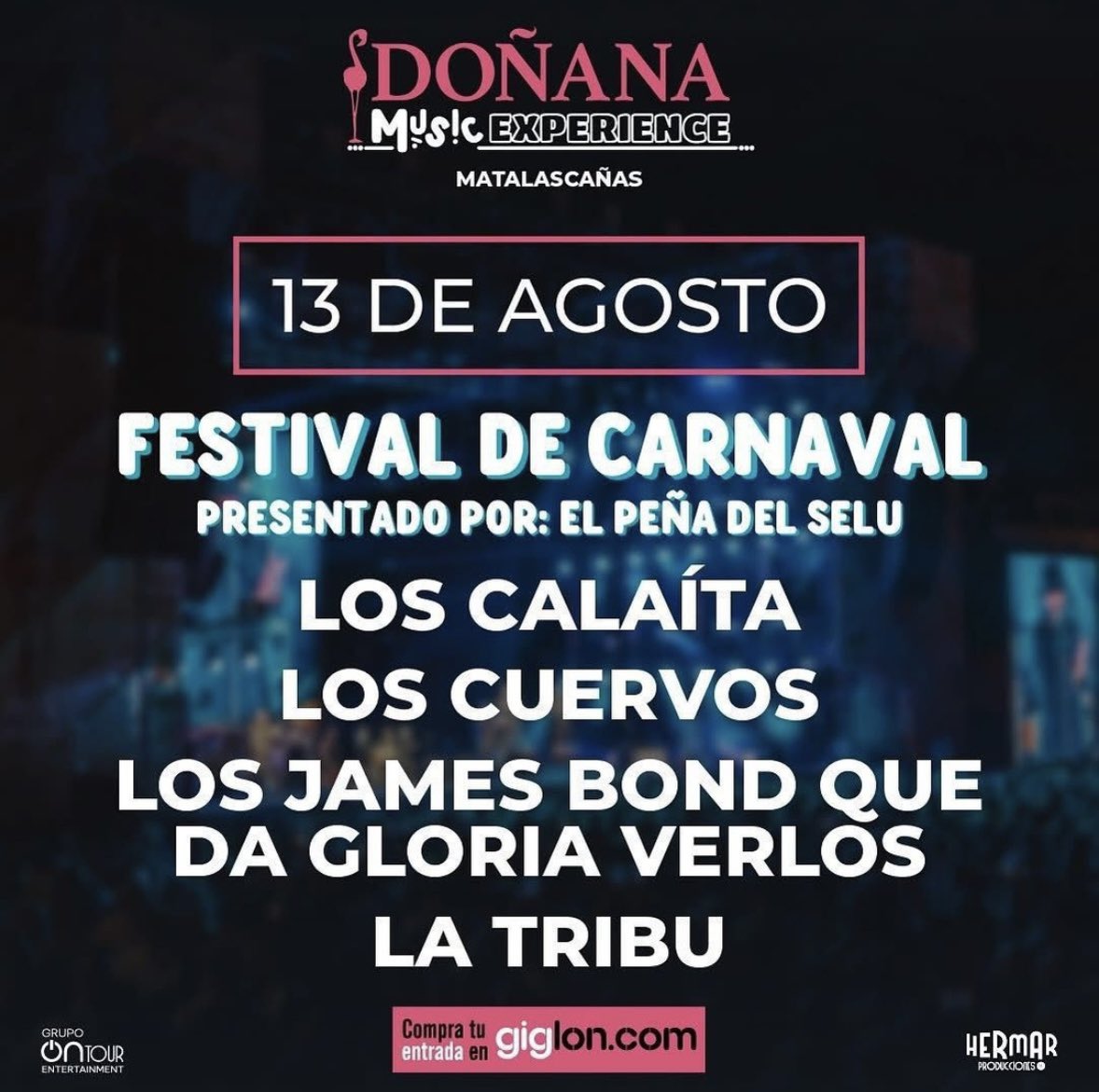 Miércoles 13/08 ~ 𝐌𝐚𝐭𝐚𝐥𝐚𝐬𝐜𝐚ñ𝐚𝐬 🎭

📍 Doñana Music Experience (Huelva)
⏰ 22:00 horas 

#𝕃𝕠𝕤ℂ𝕒𝕝𝕒í𝕥𝕒 #𝕃𝕠𝕤ℂ𝕦𝕖𝕣𝕧𝕠𝕤 #𝕃𝕠𝕤𝕁𝕒𝕞𝕖𝕤𝔹𝕠𝕟𝕕 #𝕃𝕒𝕋𝕣𝕚𝕓𝕦