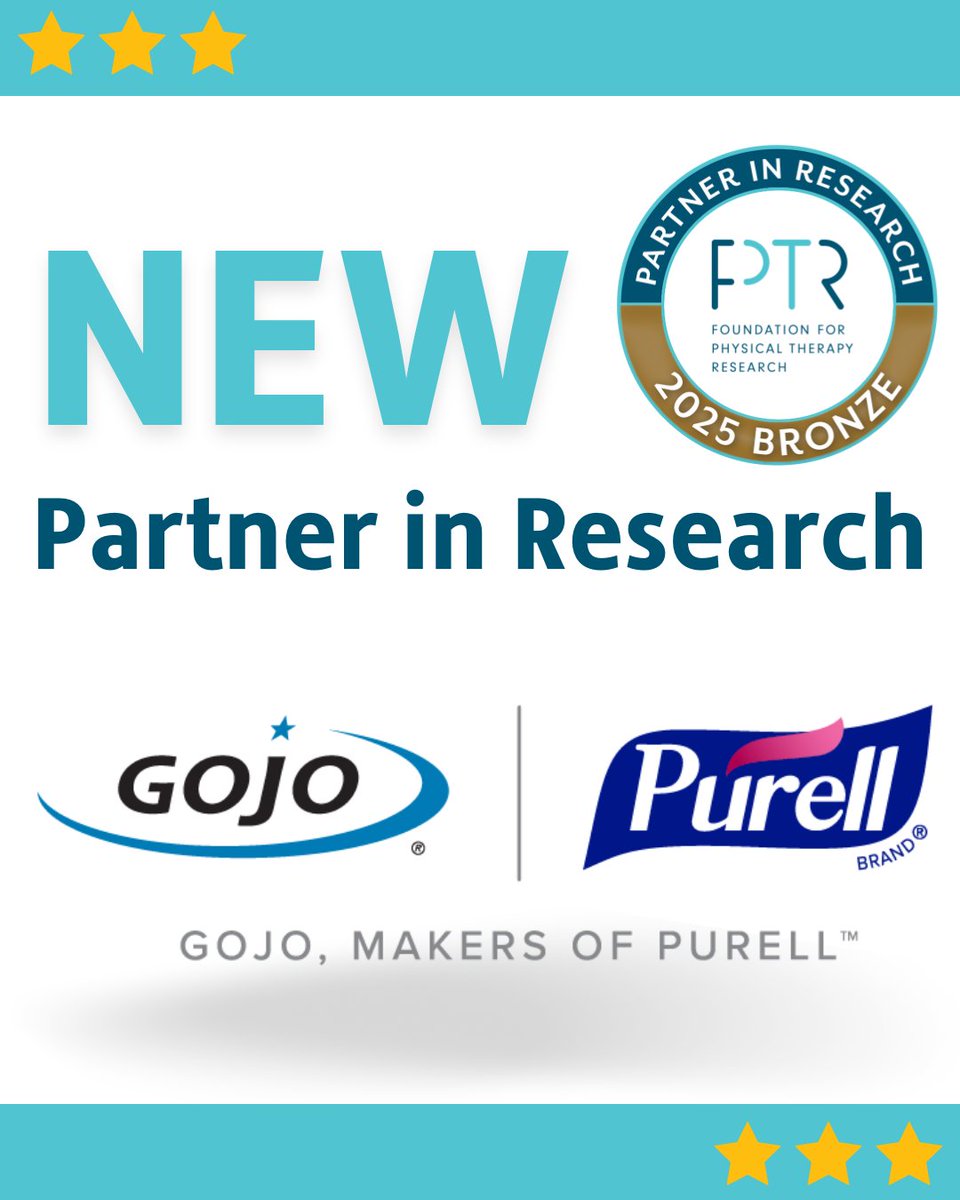 Foundation4PT (@foundation4pt) on Twitter photo We’re excited to welcome GOJO, the makers of <a href="/PURELL/">PURELL Brand</a>, as a new Bronze Partner in Research!
Interested in supporting our mission and becoming a corporate partner? Learn more: foundation4pt.org/our-partners/ We’re excited to welcome GOJO, the makers of <a href="/PURELL/">PURELL Brand</a>, as a new Bronze Partner in Research!
Interested in supporting our mission and becoming a corporate partner? Learn more: foundation4pt.org/our-partners/