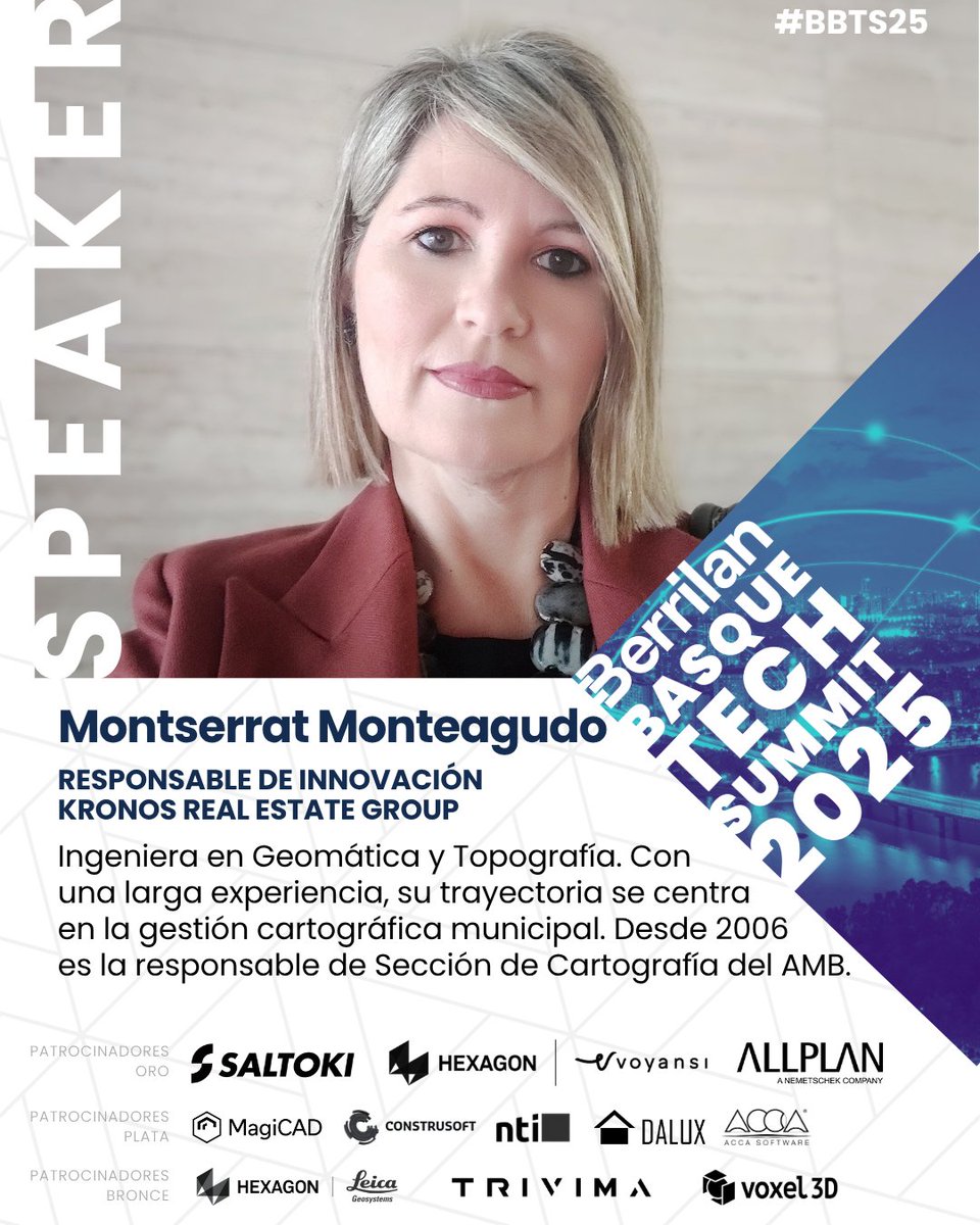 ¿Sabías que Montserrat Monteagudo, la Directora de Proyectos de Innovación Cartográfica del Àrea Metropolitana de Barcelona (AMB) será ponente en el #BBTS25?

El Berrilan Basque Tech Summit tiene este año un cartel muy 🔝

¡Consigue ya tu entrada! 👇 
bit.ly/BBTS25X