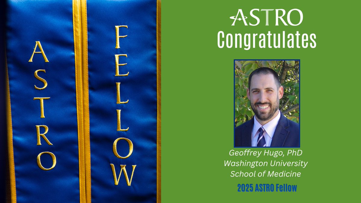 ASTRO (@astro_org) on Twitter photo 2025 ASTRO Fellow Spotlight Series
Congratulations Geoffrey Hugo, PhD
We look forward to recognizing you at #ASTRO25
ow.ly/JEkT50WAn9K
<a href="/gdhugo/">Geoff Hugo</a> <a href="/WashUMedRadOnc/">WashU Medicine Radiation Oncology</a> 2025 ASTRO Fellow Spotlight Series
Congratulations Geoffrey Hugo, PhD
We look forward to recognizing you at #ASTRO25
ow.ly/JEkT50WAn9K
<a href="/gdhugo/">Geoff Hugo</a> <a href="/WashUMedRadOnc/">WashU Medicine Radiation Oncology</a>