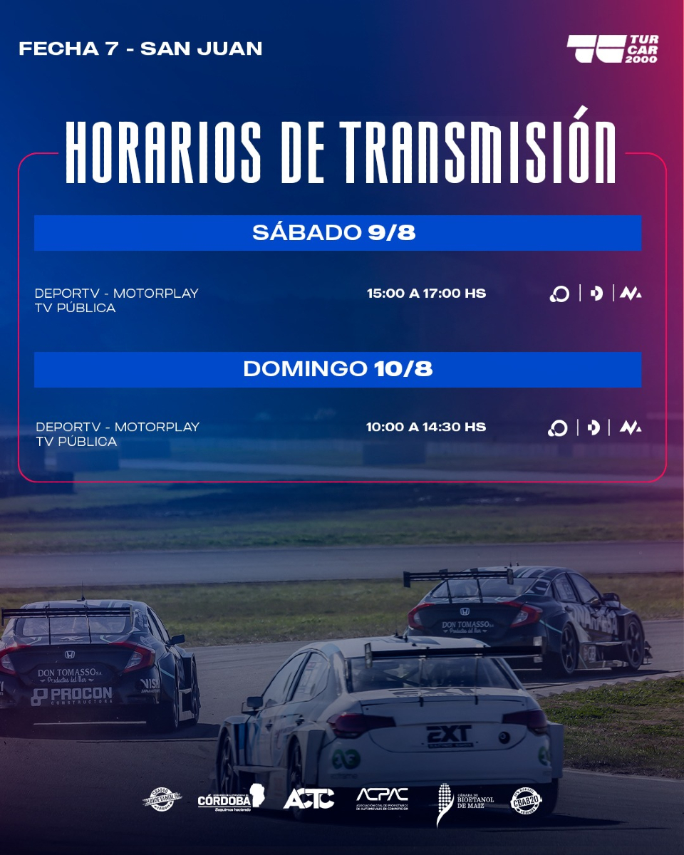 acpacturcar2000 (@acpacturcar2000) on Twitter photo Cronograma de horarios para el fin de semana de Turismo Carretera 2000 en San Juan ⌚
📸 <a href="/agenciava/">Agencia VA</a> Cronograma de horarios para el fin de semana de Turismo Carretera 2000 en San Juan ⌚
📸 <a href="/agenciava/">Agencia VA</a>