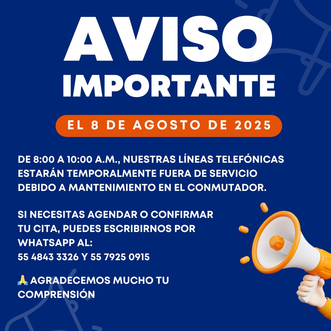 BanfieldMexico's tweet photo. ¡Atención a la comunidad Banfield! 📣

Para brindarles un mejor servicio, el día de mañana estaremos haciendo mantenimiento de nuestras líneas telefónicas. Si necesitan comunicarse con nosotros, lo pueden hacer a través de WhatsApp (solo mensajes).

Gracias por su comprensión. 🧡 https://t.co/tFkjAc83Og