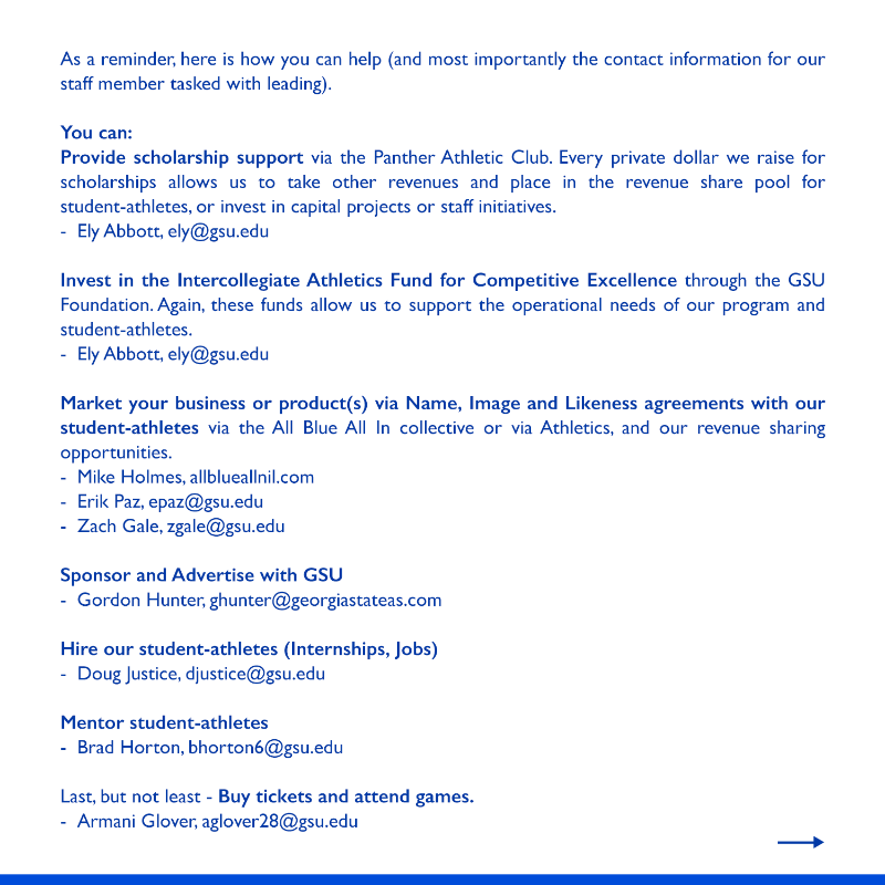 GSUPanthers's tweet photo. A Letter From Athletic Director Charlie Cobb

#LightItBlue