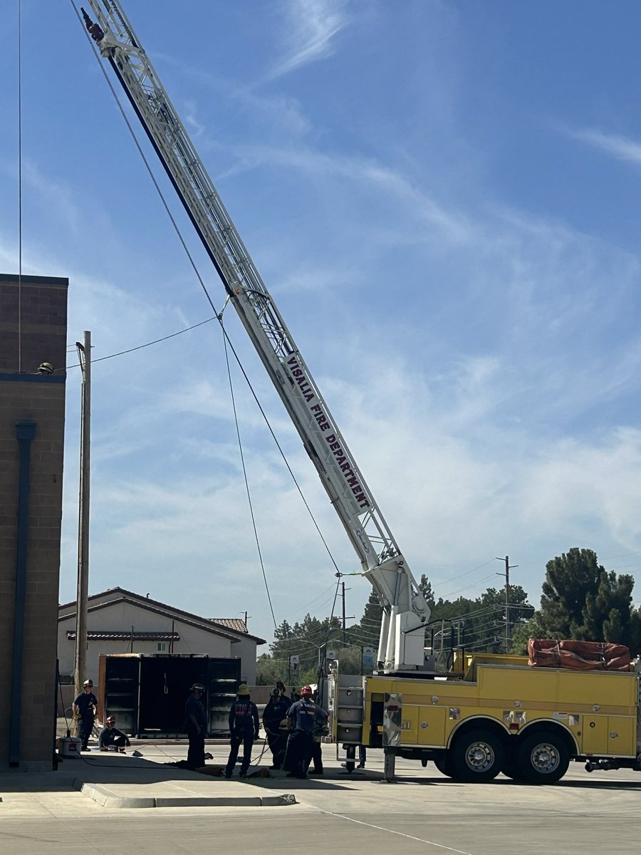 Over the past few weeks all Visalia personnel have been training on removing a patient from a high-point by utilizing rope rescue systems and the aerial ladder.