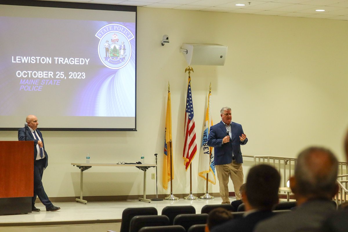 NJ Office of Homeland Security and Preparedness (@njohsp) on Twitter photo Col. Ross & Maj. Gosselin of the <a href="/MEStatePolice/">Maine State Police</a> joined NJOHSP & county counter-threat coordinators to share lessons from the Lewiston active shooter tragedy. NJOHSP looks to share these lessons with our partners, reinforcing coordination with military & law enforcement agencies. Col. Ross & Maj. Gosselin of the <a href="/MEStatePolice/">Maine State Police</a> joined NJOHSP & county counter-threat coordinators to share lessons from the Lewiston active shooter tragedy. NJOHSP looks to share these lessons with our partners, reinforcing coordination with military & law enforcement agencies.