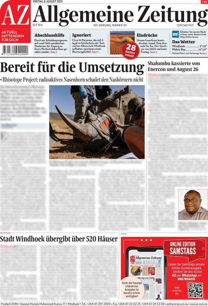 Ein Blick auf die Titelseite der morgigen AZ📰:

#frontpage #aznamnews #nhmnews #titelseite #az