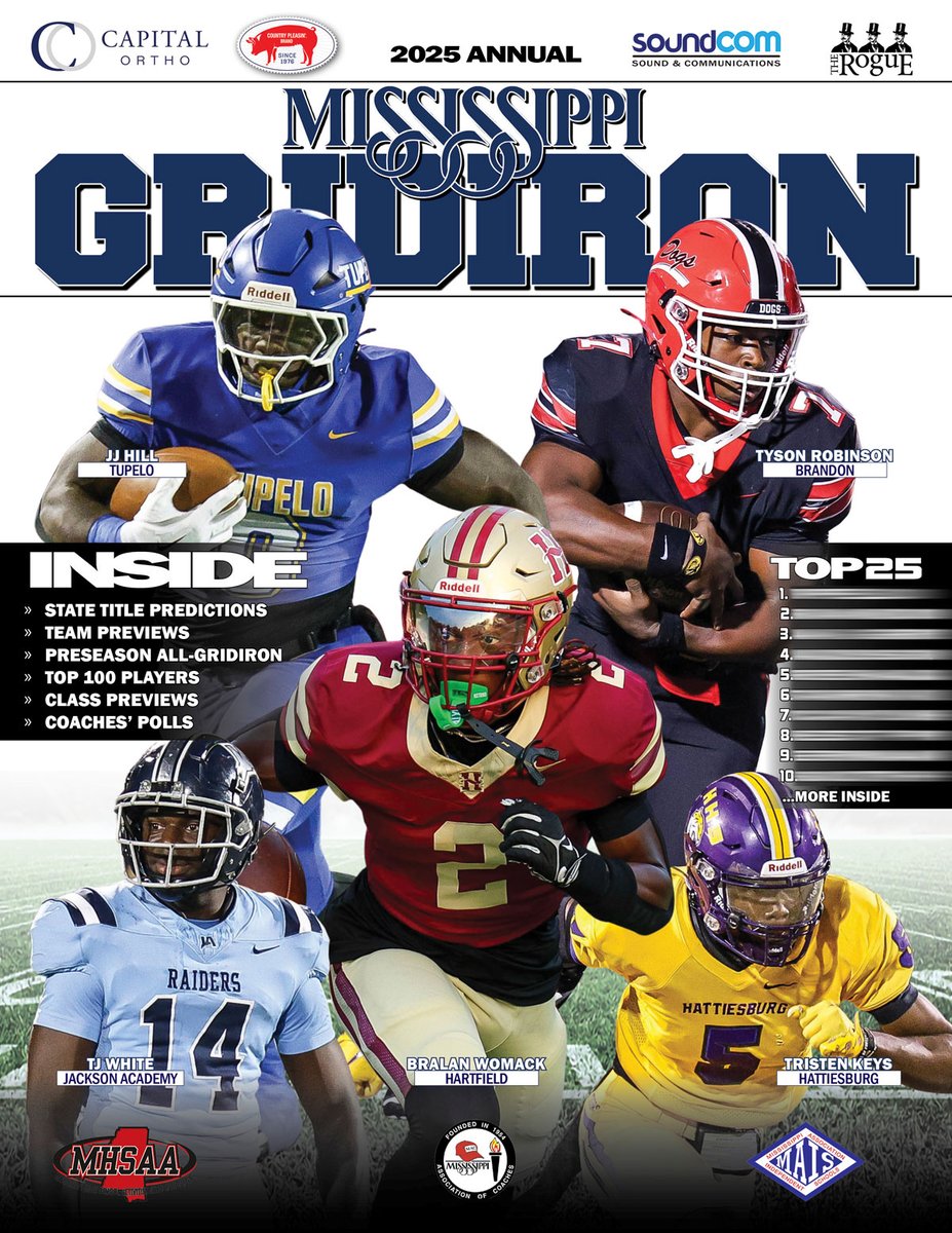 Chris Brooks (@msgridiron) on Twitter photo Here's the cover for this year's 2025 Annual. Congrats to <a href="/JaedenHill5/">Jaeden βJJβ Hill</a> <a href="/trob3_/">Tyson Robinson</a> <a href="/B_Mack02/">Bralan Womack</a> <a href="/Tkgot5/">Tristen(TK5)Keys 5βοΈ</a> <a href="/TjWhite1_/">Theron βTJβ White Jr</a> for making it. The magazine will be available digitally Monday morning for free online with a print option. Also we're publishing early rankings and magazine content in our Here's the cover for this year's 2025 Annual. Congrats to <a href="/JaedenHill5/">Jaeden βJJβ Hill</a> <a href="/trob3_/">Tyson Robinson</a> <a href="/B_Mack02/">Bralan Womack</a> <a href="/Tkgot5/">Tristen(TK5)Keys 5βοΈ</a> <a href="/TjWhite1_/">Theron βTJβ White Jr</a> for making it. The magazine will be available digitally Monday morning for free online with a print option. Also we're publishing early rankings and magazine content in our