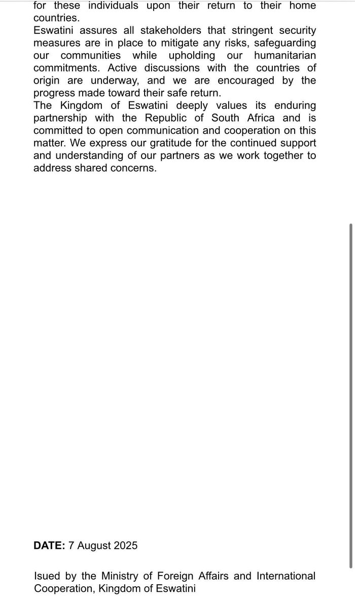 Ministry of Foreign Affairs Eswatini (@mfaicsd) on Twitter photo PRESS STATEMENT : KINGDOM OF ESWATINI ADDRESSES TRANSIT OF THIRD-COUNTRY NATIONALS.
<a href="/EswatiniGovern1/">Eswatini Government</a> PRESS STATEMENT : KINGDOM OF ESWATINI ADDRESSES TRANSIT OF THIRD-COUNTRY NATIONALS.
<a href="/EswatiniGovern1/">Eswatini Government</a>