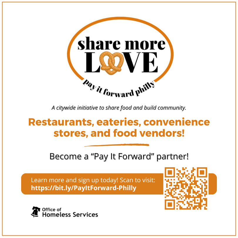 Restaurants, eateries, convenience stores: Join the “Pay It Forward Philly” program! It lets your customers pay a bit more to give a free cooked meal or food to a Philadelphian who needs it! Learn how it works and how you can #PayItForward! bit.ly/PayItForward-P…