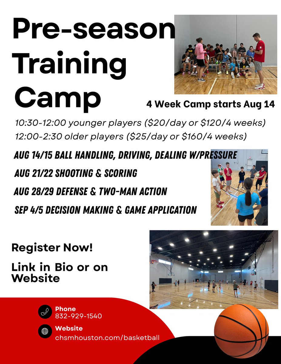 Basketball season is just around the corner.  Sign-up for our Preseason Skills Camp run by Coach Tyler Cox so you’ll be ready to jump-start your game!  Link:  signupgenius.com/go/10C084EADA8…