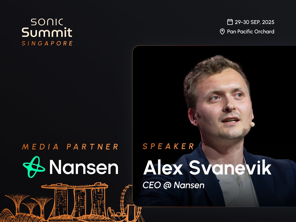 Sonic Labs (@soniclabs) on Twitter photo Summit Singapore × @Nansen_AI
We've partnered with your favorite analytics platform. Get your ticket now and catch CEO <a href="/ASvanevik/">Alex Svanevik 🐧</a> on stage!
🗓️ Sep 29–30, 2025
🎟️ soniclabs.com/summit Summit Singapore × @Nansen_AI
We've partnered with your favorite analytics platform. Get your ticket now and catch CEO <a href="/ASvanevik/">Alex Svanevik 🐧</a> on stage!
🗓️ Sep 29–30, 2025
🎟️ soniclabs.com/summit