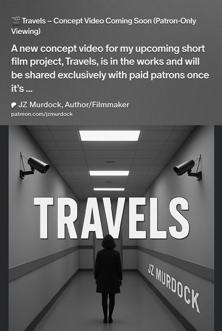 JZ_Murdock's tweet image. 🎬 Travels – Concept Video Coming Soon (Patron-Only Viewing) | Patreon
patreon.com/posts/travels-…
#IndieFilm #Filmmaking #PreProduction #AIFilm #ConceptVideo #PatreonExclusive