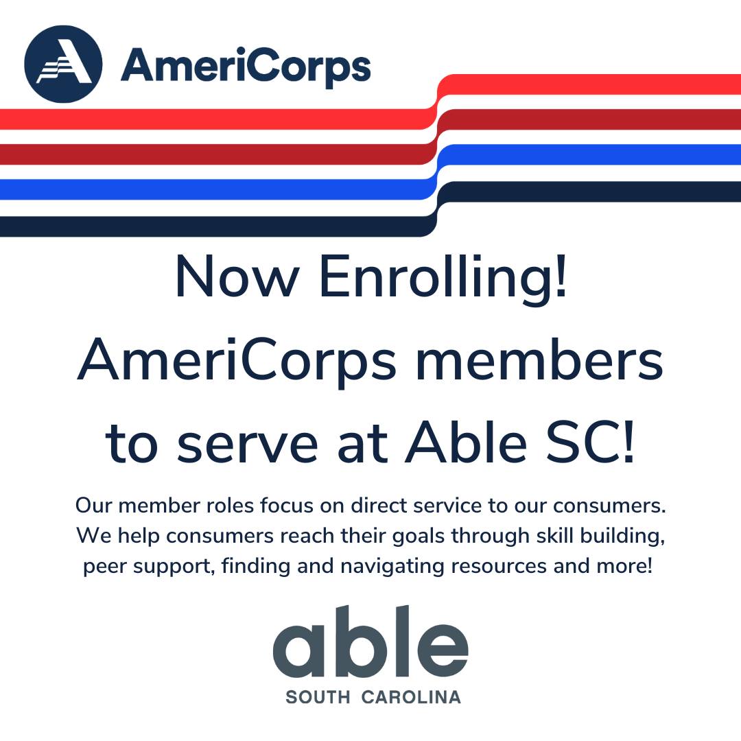 Able South Carolina (@able_sc) on Twitter photo AmeriCorps is Back! We are excited to begin recruiting for our 2025-2026 service year.
Email Aimee Calcutt at acalcutt@able-sc.org for more information.
#AmeriCorps #Disability #AbleSC AmeriCorps is Back! We are excited to begin recruiting for our 2025-2026 service year.
Email Aimee Calcutt at acalcutt@able-sc.org for more information.
#AmeriCorps #Disability #AbleSC