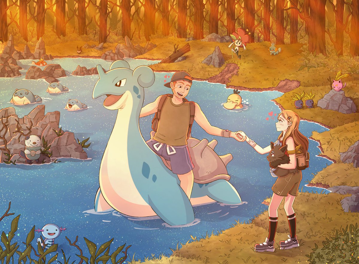 ⸻
Hey everyone!
Another piece from my little comeback! ;)
This is one of my most recent commissions 🥰
[like ,comment, or share] every bit of support helps! &lt;3

#pokemonart #couplecommission #illustrationart #pokémonillustration #artforcouples #Commission #commissionsopen