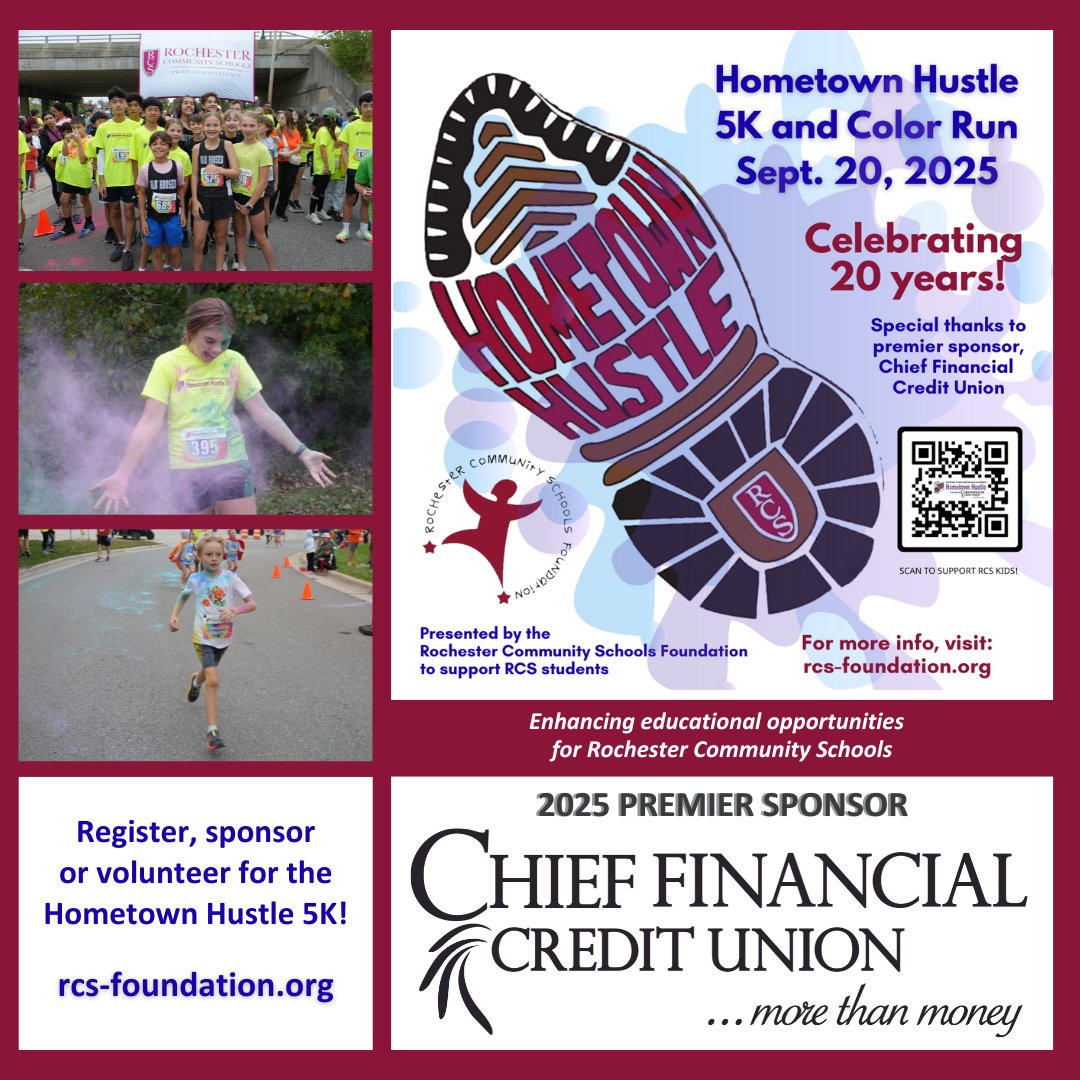 RCS Foundation (@rcsfoundation2) on Twitter photo Don't miss the 20th anniversary of the RCS Foundation Hometown Hustle 5K on Sept. 20. Special thanks to our premier sponsor, <a href="/ChiefFinancial/">Chief Financial CU</a>, for its longstanding support of RCS students. Register, sponsor or volunteer at: rcs-foundation.org/hometown-hustl…. #RCSFcares Don't miss the 20th anniversary of the RCS Foundation Hometown Hustle 5K on Sept. 20. Special thanks to our premier sponsor, <a href="/ChiefFinancial/">Chief Financial CU</a>, for its longstanding support of RCS students. Register, sponsor or volunteer at: rcs-foundation.org/hometown-hustl…. #RCSFcares