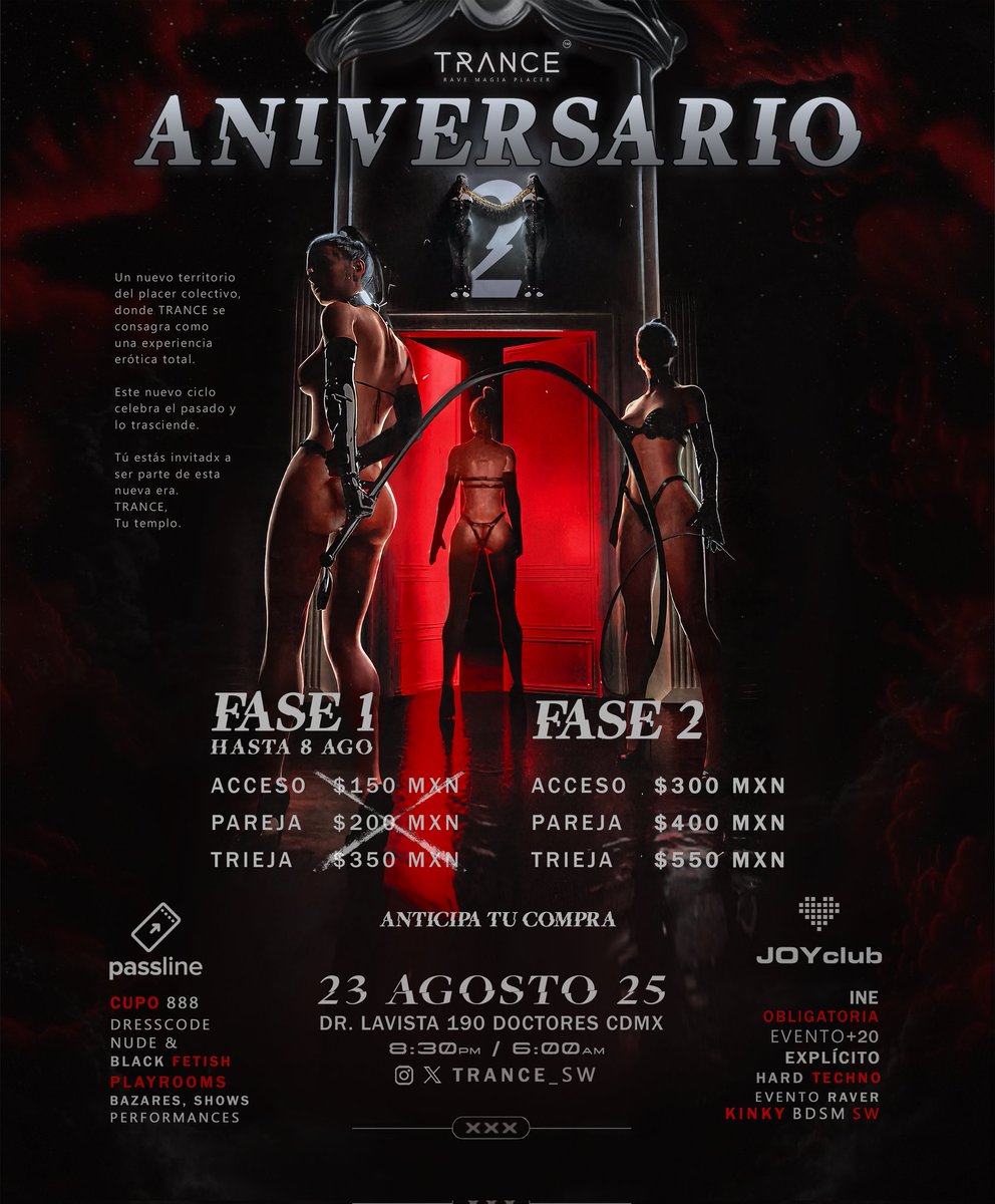 TR∆NCE SW ❤️🔥 (@trance_sw) on Twitter photo La cuenta regresiva ha comenzado.
Este viernes activamos la  FASE 2
Anticipa tu deseo.
Asegura tu acceso a un precio más accesible.
TRANCE se acerca…
y este ritual no espera a nadie.
LINK EN LA BIOGRAFÍA DEL PERFIL 🫀❤️🔥
#SwingersMéxicoCDMX 
#swingersméxico La cuenta regresiva ha comenzado.
Este viernes activamos la  FASE 2
Anticipa tu deseo.
Asegura tu acceso a un precio más accesible.
TRANCE se acerca…
y este ritual no espera a nadie.
LINK EN LA BIOGRAFÍA DEL PERFIL 🫀❤️🔥
#SwingersMéxicoCDMX 
#swingersméxico