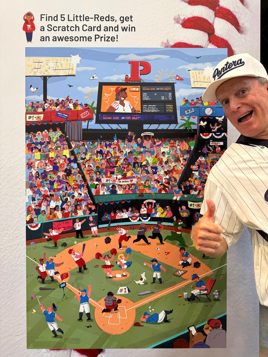 🕵️‍♂️ Spot the 5 Little Reds, grab a scratch card, and win big!
This fan’s giving it a thumbs up—and for good reason.
 At #PenteraField, your sharp eyes = sweet prizes.
 📍 Booth #4539
 #BHUSA #CyberWorldSeries #NeverStrikeOut