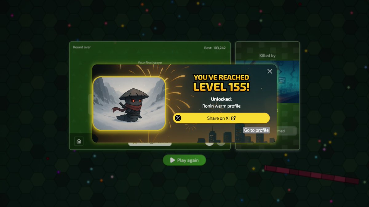 06_sgl's tweet image. 🥳🥳🥳Just reached Level 155 on werm.fun / @werm_fun and unlocked the Ronin werm profile!!  😍🥰
#WermFunOnTop 💙 🪱
#GameWeb3 #FreeGame #Web3 #Solana #SolanaMobile #AbstractChain #Abstract