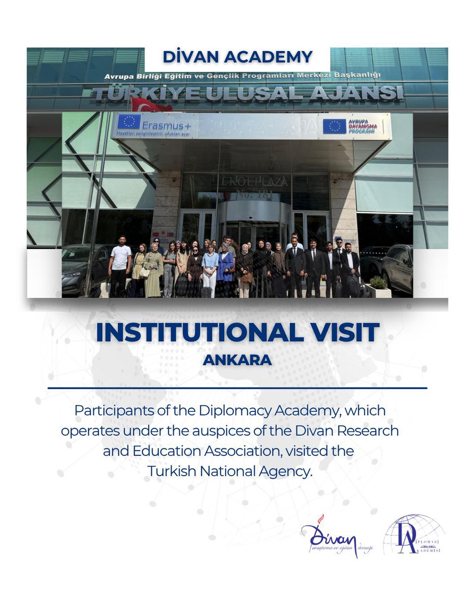 Divan Araştırma ve Eğitim Derneği olarak, kurum ziyaretlerimiz kapsamında Türkiye Ulusal Ajansına bir ziyaret gerçekleştirdik.

Ziyaretimizde bizleri ağırlayan Ulusal Ajans Başkanı Sayın İlker Astarcı ile bir araya gelerek, derneğimizin gençlik çalışmaları, eğitim temelli