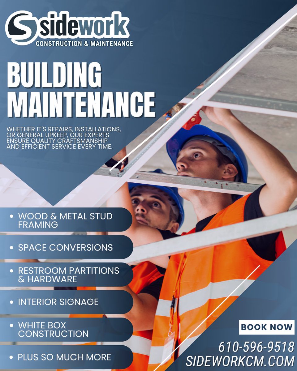Sidework_CM's tweet image. From small fixes to surprise issues, Sidework's Techs handle it all. And if it’s beyond us? We bring in a pro, explain the issue, and get it fixed fast.
✅ Less downtime
✅ Lower costs
✅ Fewer headaches
That’s the Sidework difference.

#Maintenance #Sidework #Construction