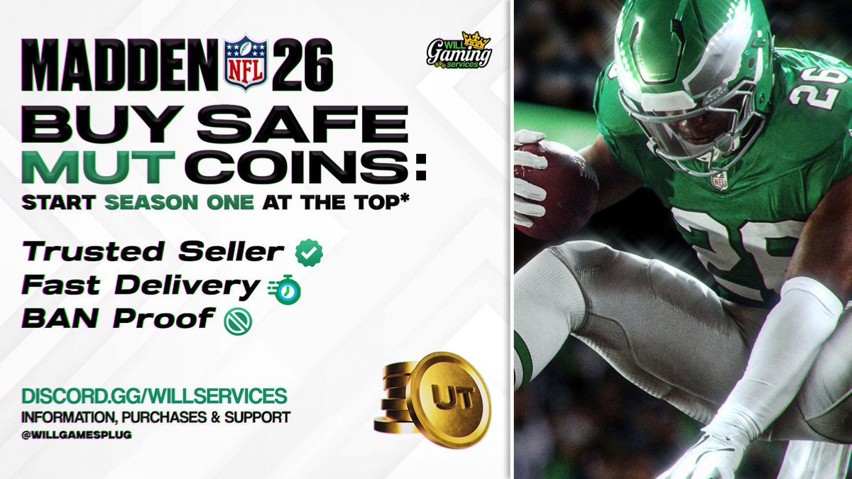 🏈 Selling Madden26 MUT coins 

🔥GUARANTEED CHEAPEST PRICE ✅

SAFE method &amp; BAN PROOF Guaranteed 

Available For Both consoles 

DM us or join our Discord 

Limited inventory First come first serve 

discord.gg/willservices