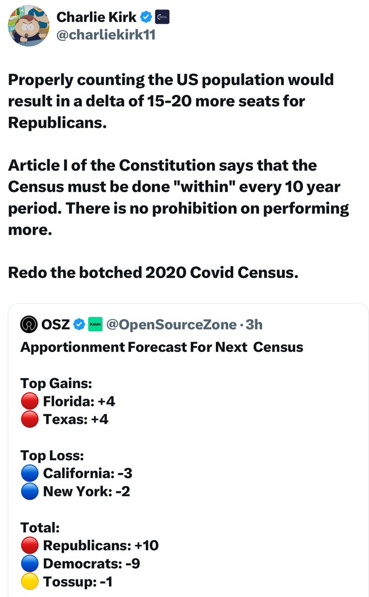 ThinkerGate's tweet image. Article 1 also says “three-fifths of all other persons” added to the whole number of free persons. So if we’re going to exclude undocumented people from being “free persons”, we’re compelled to count three-fifths of them.

MAGA politics has us harkening back to slavery politics.