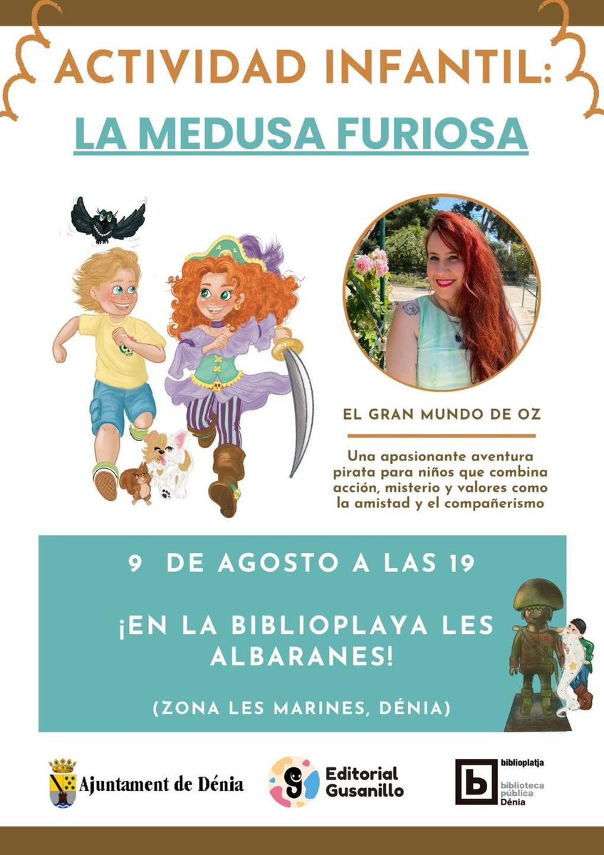 🔆 Recordeu que aquest  dissabte 𝟗 d’agost, a les 𝟏𝟗 𝗵, en 𝗕𝗶𝗯𝗹𝗶𝗼𝗽𝗹𝗮𝘁𝗷𝗮 𝗟𝗲𝘀 𝗔𝗹𝗯𝗮𝗿𝗮𝗻𝗲𝘀, gaudirem d’una aventura pirata amb l’🅐🅒🅣🅘🅥🅘🅣🅐🅣   🅘🅝🅕🅐🅝🅣🅘🅛🪼“𝐿𝑎 𝑚𝑒𝑑𝑢𝑠𝑎 𝑓𝑢𝑟𝑖𝑜𝑠𝑎”, per El gran mundo Oz.

🏴‍☠️Esteu totes i tots convidats