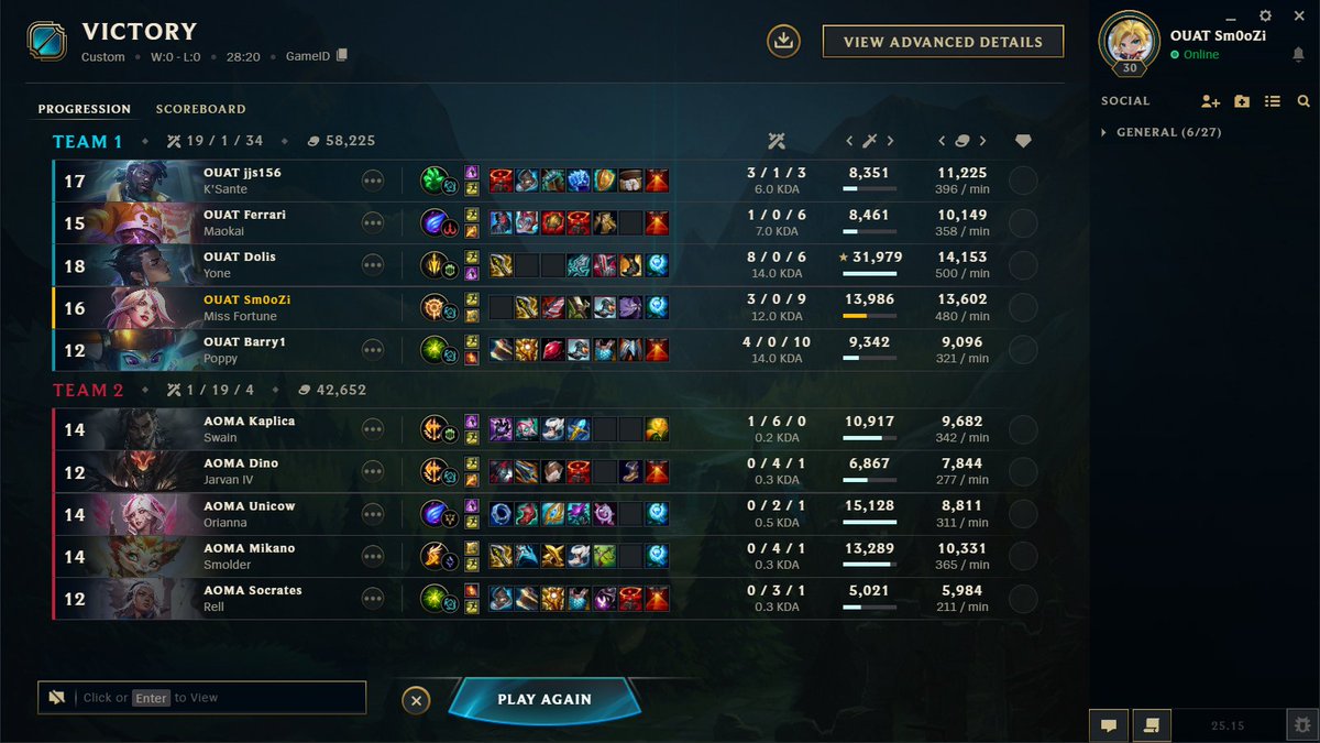 Sm0oZi (@sm0ozii) on Twitter photo 2-0 against <a href="/AomaEsportsLoL/">A One Man Army LoL</a> GGs
Clean games, we played together and focused on macro.
It gives us confidence for future games. 2-0 against <a href="/AomaEsportsLoL/">A One Man Army LoL</a> GGs
Clean games, we played together and focused on macro.
It gives us confidence for future games.