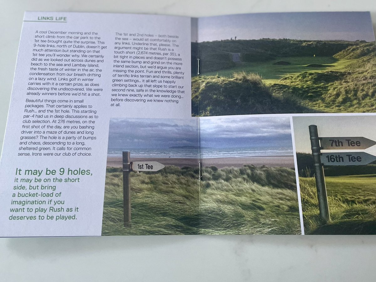 Got a delivery from <a href="/seedgolfco/">Seed Golf</a>  and was delighted to see a piece on <a href="/RushGolfClub/">Rush Golf Club</a> in issue #12 of #bunker The gem on the North County. I grew up on this course and it’s a harder test than you’d think. Well worth a visit.