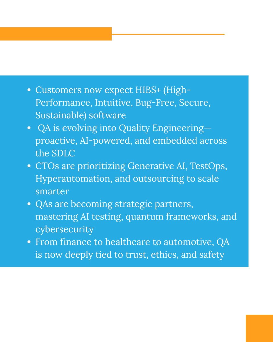 thinksysinc's tweet photo. Read the full report to identify the focus areas to improve your QA efforts.
https://t.co/9Ms9LRVbM3
#QATrends2025 #CTOInsights #SoftwareTesting #QualityEngineering #AIinQA #TestOps #GenerativeAI #CyberSecurityTesting #IndustryQA #ThinkSys #QAStrategy https://t.co/mbXUdcINvc