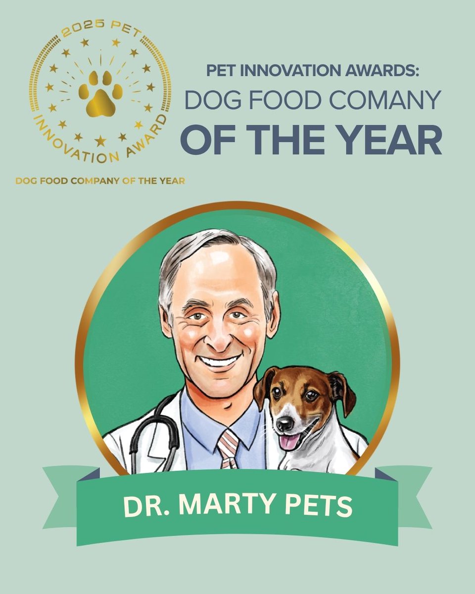We’re honored to be named Best Dog Food Company of the Year in the 2025 Pet Innovation Awards! 🏆🐶

We do it for the pets — their health and happiness always come first. 💛🐾

#DrMartyPets #PetInnovationAwards #BestDogFood #DogNutrition #NaturesBlend