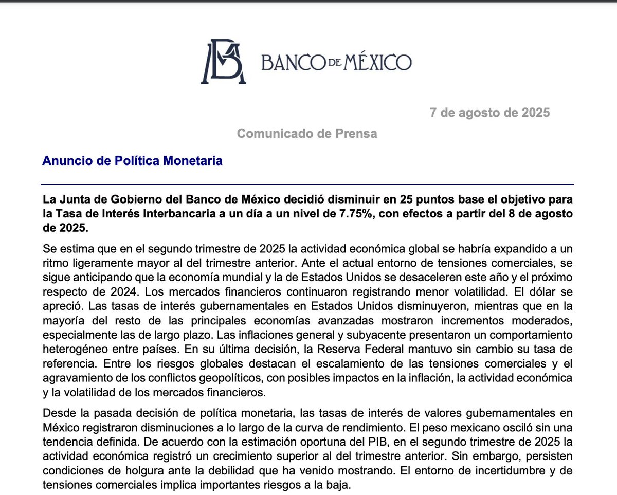 No debería, ante presiones en la inflación subyacente, pero...

Banco de México <a href="/Banxico/">Banco de México</a> recorta otra vez las tasas de interés, pero al menos reduce el ritmo de su baja a 25 puntos base.