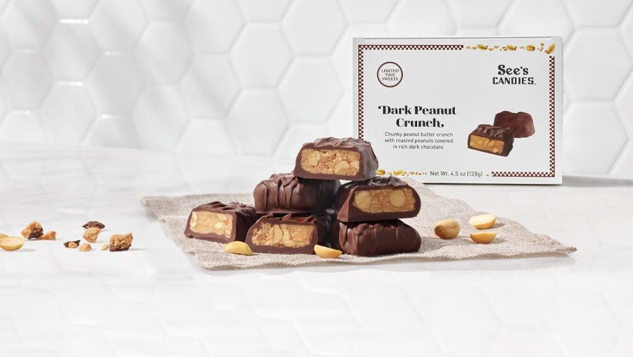 Dark Peanut Crunch is back for a limited time 😋 Enjoy <a href="/seescandies/">See's Candies</a>’ decadent confection of dark chocolate, roasted peanuts, peanut butter and more. Try it in-shop today. the-grove.visitlink.me/2JEYcK