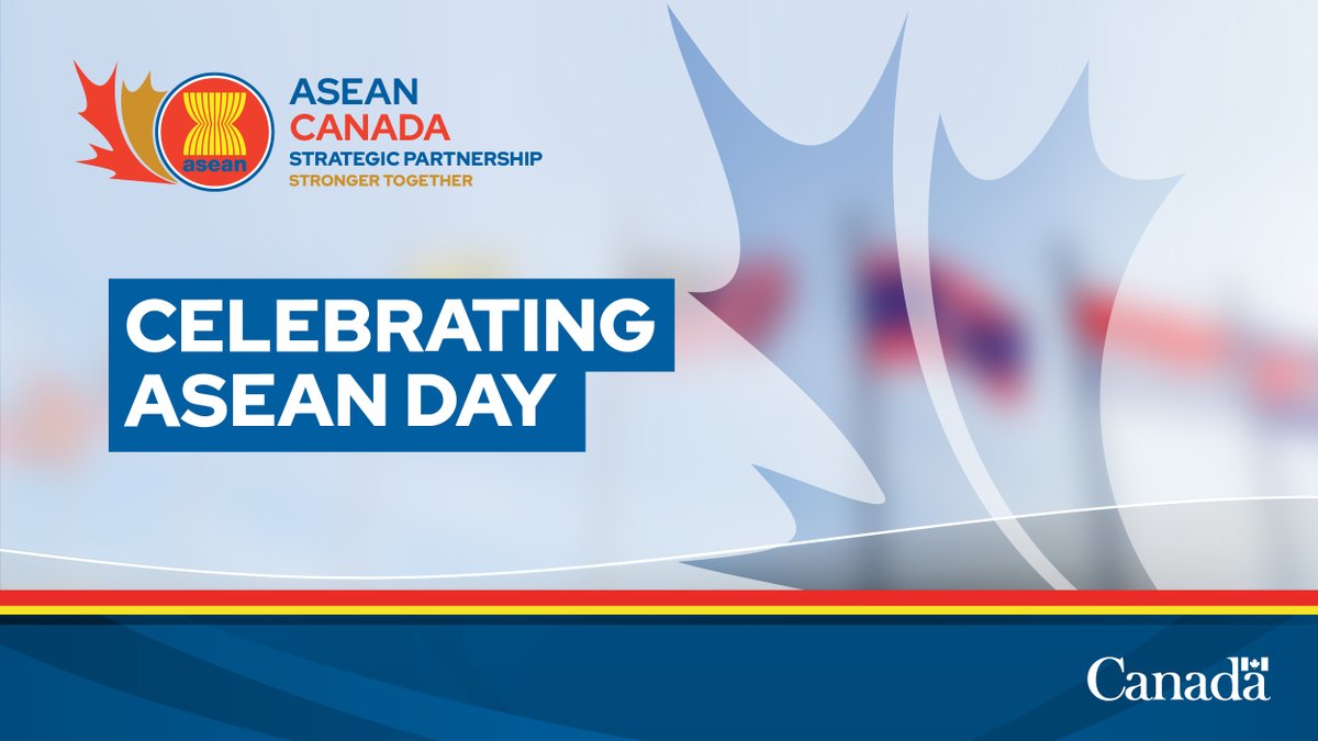 We celebrate <a href="/ASEAN/">ASEAN</a> and recognize its contributions to peace, prosperity, and regional cooperation.

As a longstanding strategic partner, Canada is proud of our partnership with #ASEAN, working to bolster economic security and enhance trade in the #IndoPacific region.

#ASEANDay