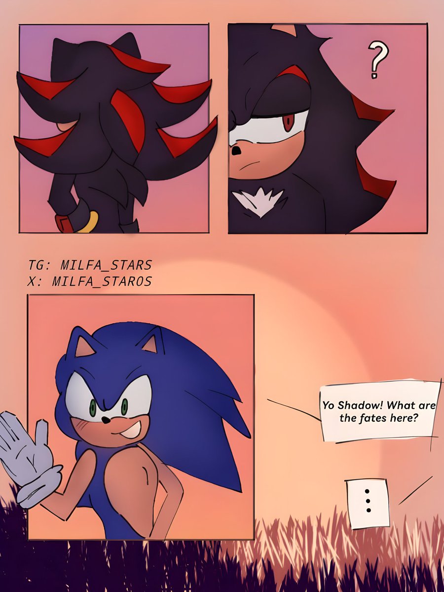 «chance encounter»
part 1/?

The background idea is not mine!!!

I'm sorry that I'm such a creature, I copy art and exhibit it for my own. in the future, I hope that there will be no such scandals.
thanks for understanding.

#SonicTheHedgehog #ShadowTheHedgehog  #sonadow #comic