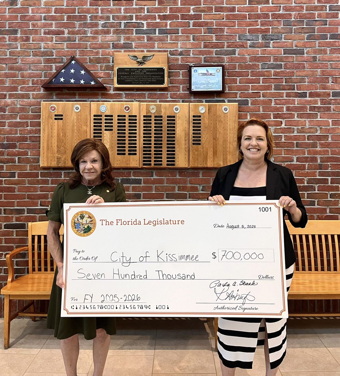 I was honored to present the full appropriations that Representative Alvarez, Representative Stark, and I secured for the City of Kissimmee in the 2025–2026 budget — successfully brought home to our city.

Together, we secured $700,000 in funding for impactful local projects that