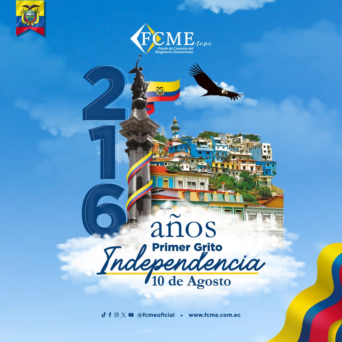 🇪🇨 10 de Agosto de 1809
Hoy conmemoramos el Primer Grito de Independencia del Ecuador, un acto de valentía que marcó el inicio de nuestra lucha por la libertad.
Desde el FCME, rendimos homenaje a quienes soñaron con un país libre y soberano.
Sigamos construyendo juntos un Ecuador