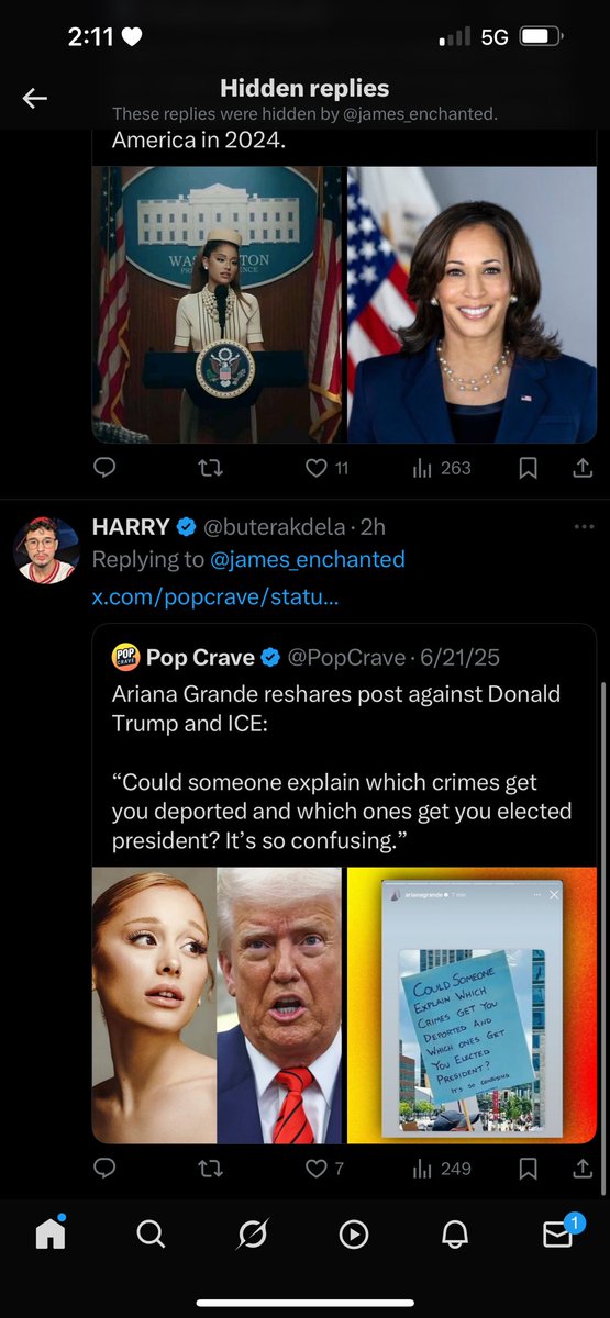the way they are purposely hiding replies proving ariana is a democrat like are u stupid