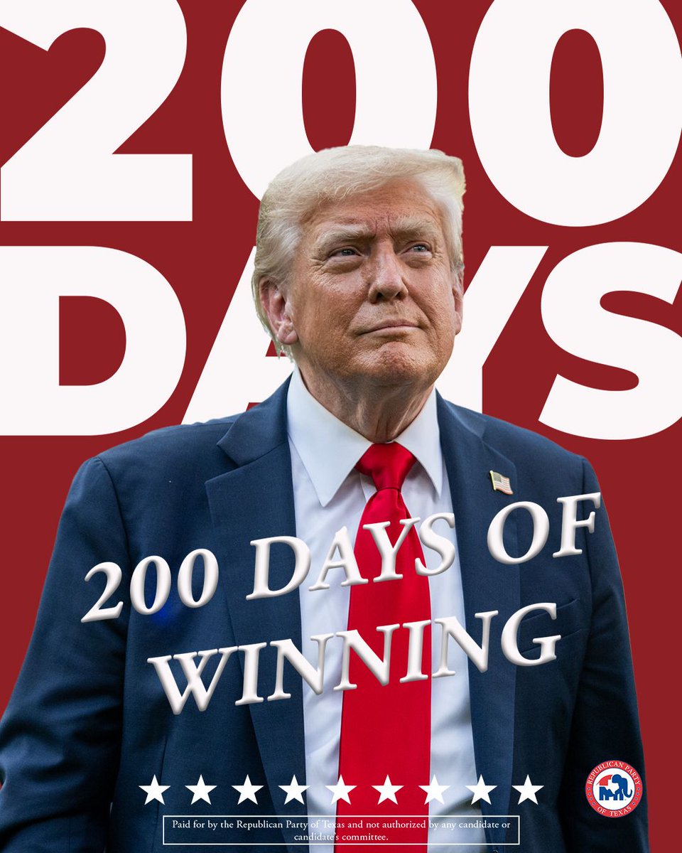 Today, we proudly celebrate President Donald J. Trump’s first 200 days in office. What an incredible start it has been!

This historic beginning is only a glimpse of what’s ahead. We believe the best is yet to come—bigger victories, greater reforms, and a renewed American spirit.