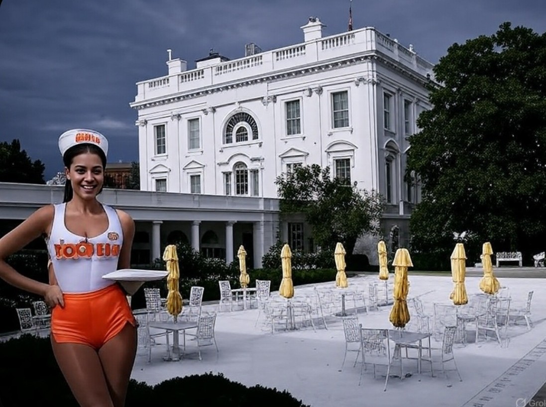 We're hearing Hooters has been granted a franchise on the back patio of the White House