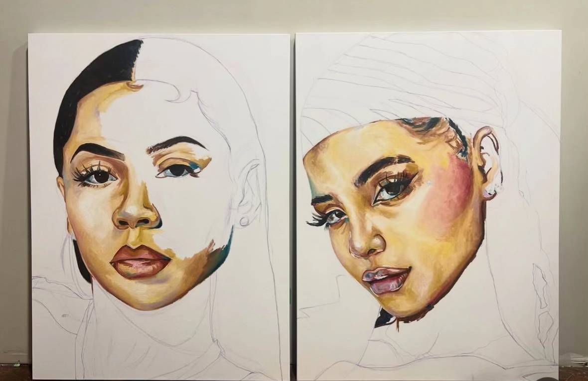Work in progress — slowly bringing these portraits to life. Still a lot to do but I’m loving the direction so far. 🎨✨