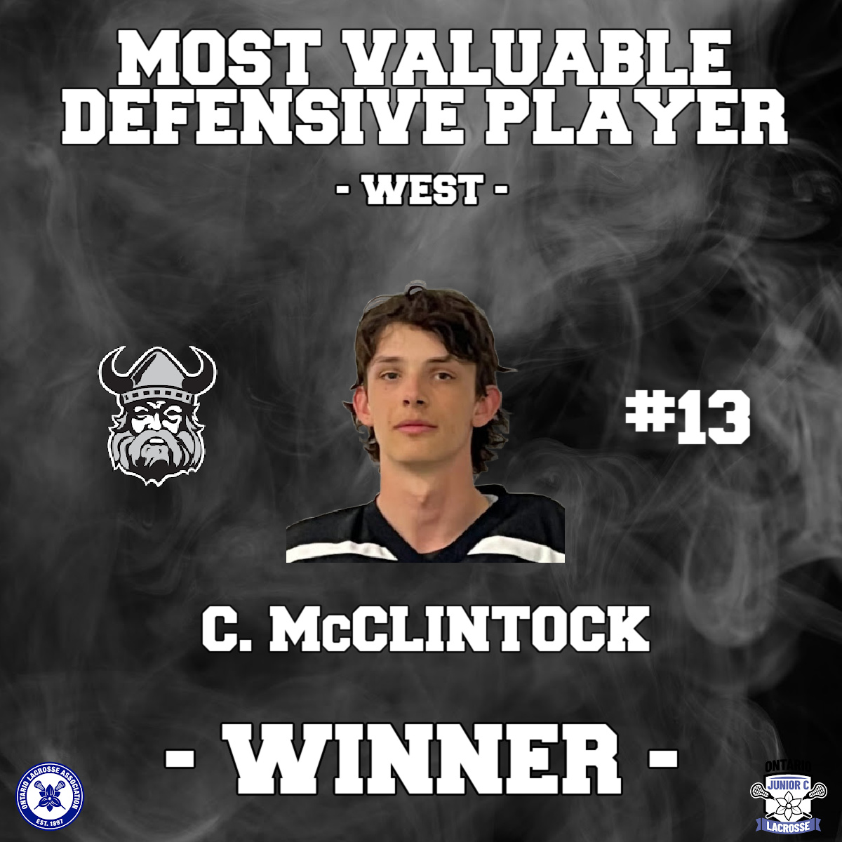 🛡️ Most Valuable Defensive Player – West 🛡️

Congratulations to Cam McClintock of the Orangeville Northmen, named the 2025 OJCLL Most Valuable Defensive Player for the West Conference.

#OJCLL2025 #OrangevilleNorthemn #ShutdownMode #LacrosseDefense